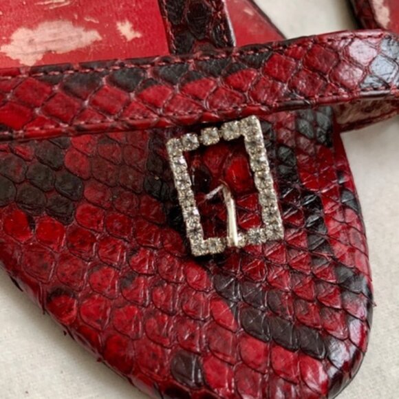 COSTANCA BASTO red lizard strappy sandal- Sz 38 - Picture 5 of 8